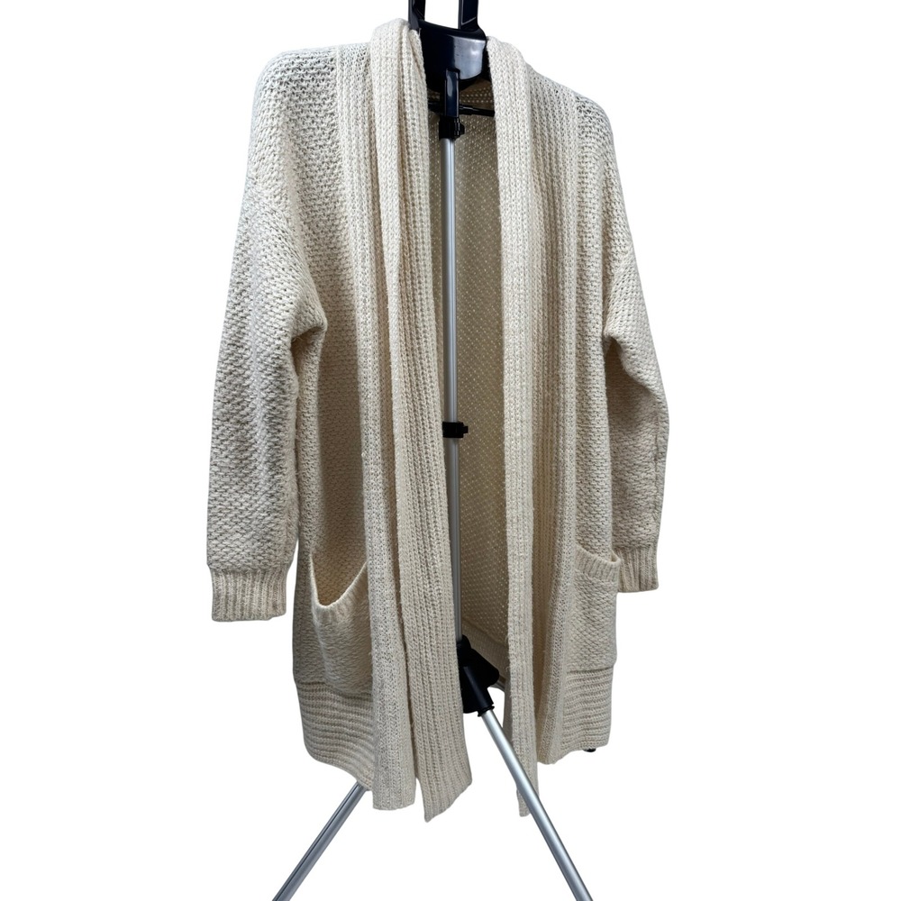 Pilcro and the Letterpress Ivory Textured Knit Shawl Cardigan Sweater Medium